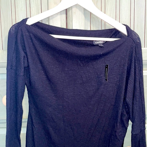 Express Open Boat Neck Drop Shoulder Small Sweater - Picture 1 of 5